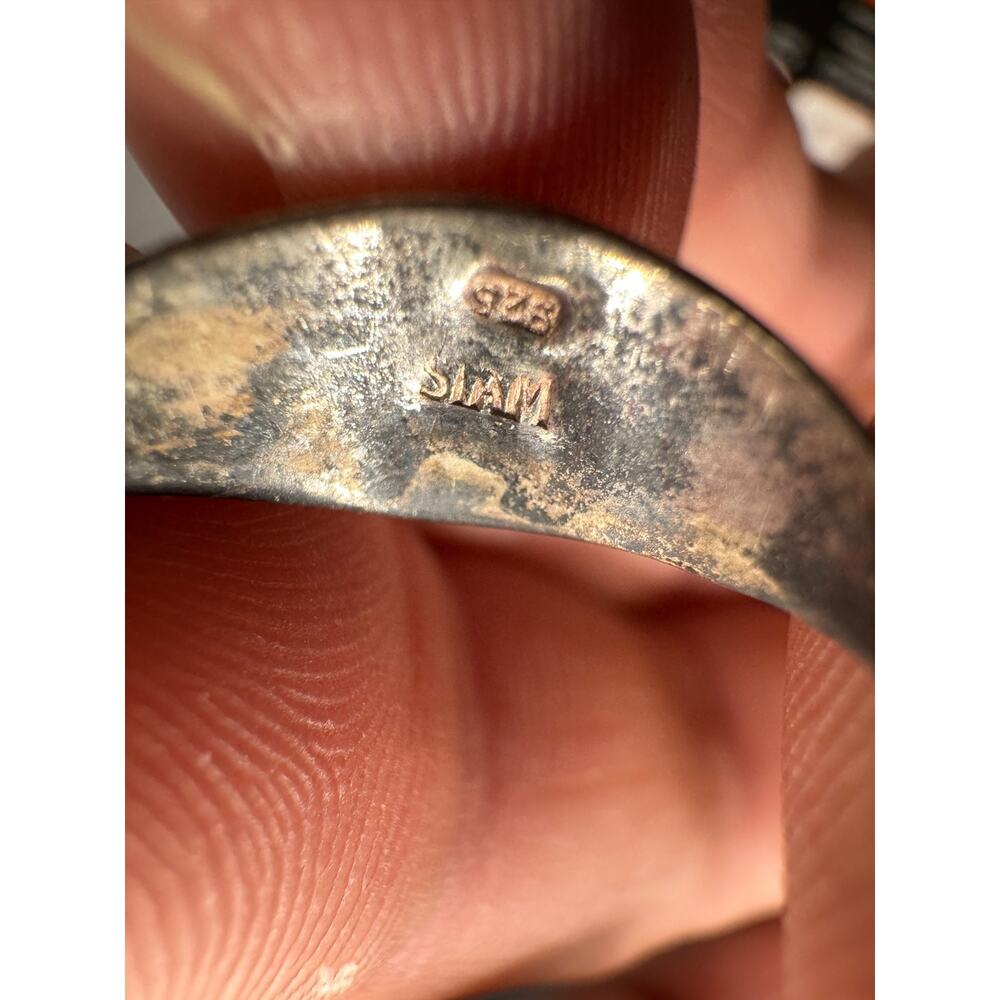 Vintage Siam Signed Sterling Silver 925 Etched Dome Band Ring Size 6 - Picture 4 of 5